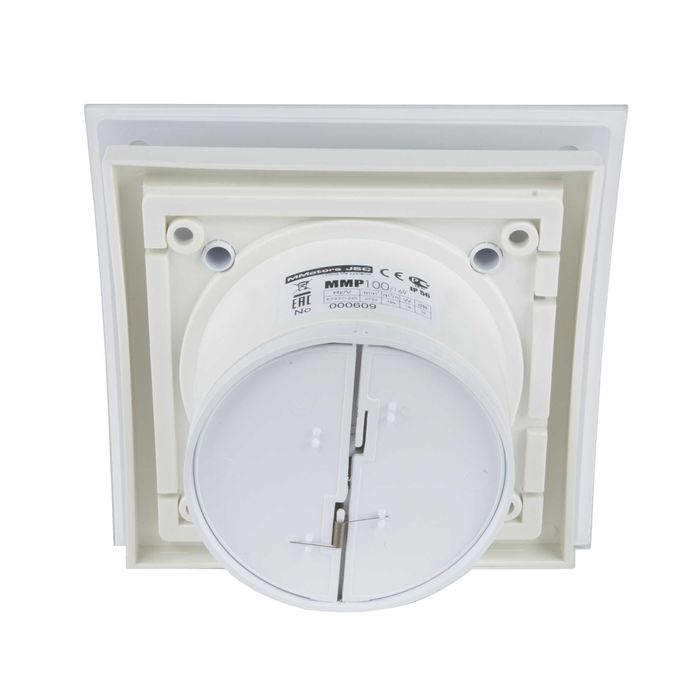 Вентилатор за баня дизайнерско стъкло бял мат клапа турбо дебит 169м3ч