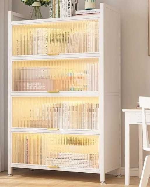 Книжный шкаф с откидной дверцей — прочный, пылезащитный, металлический