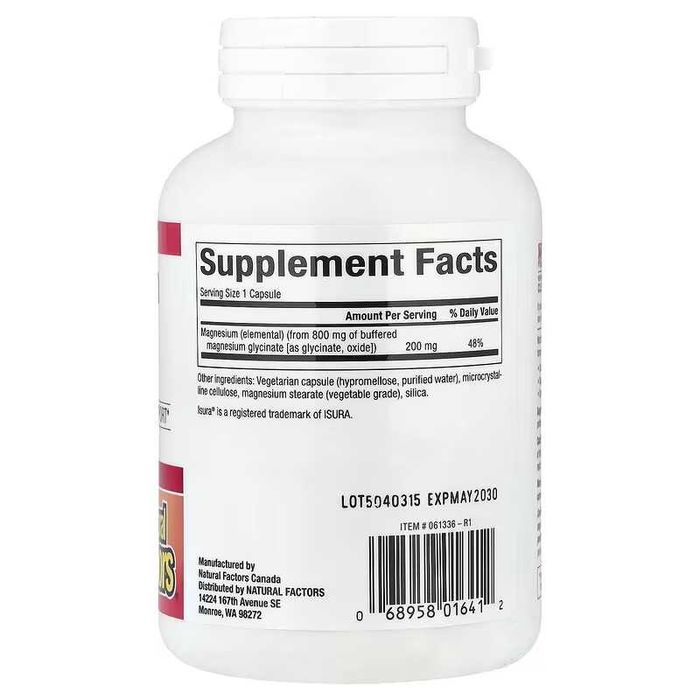 Natural Factors Magnesium glycinate глицинат магния магний magniy