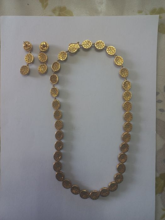 Ожерелье серьги серебро  алмазы натуральные