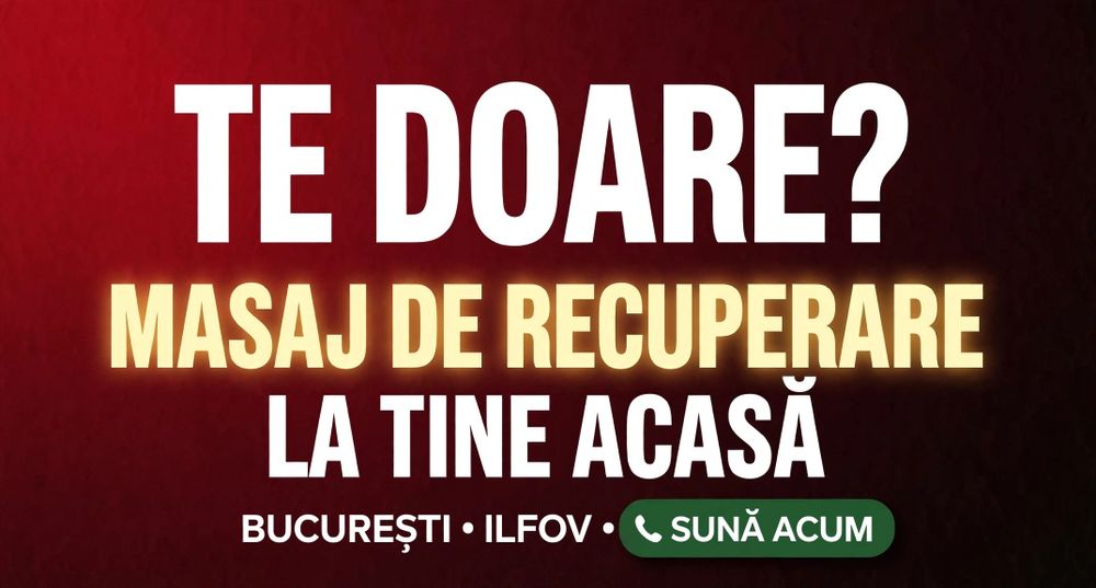 Masaj de recuperare la domiciliu / Dureri de spate, gât, șold, genunchi –  Protocol terapeutic structurat - Rezultate măsurabile / București – Ilfov