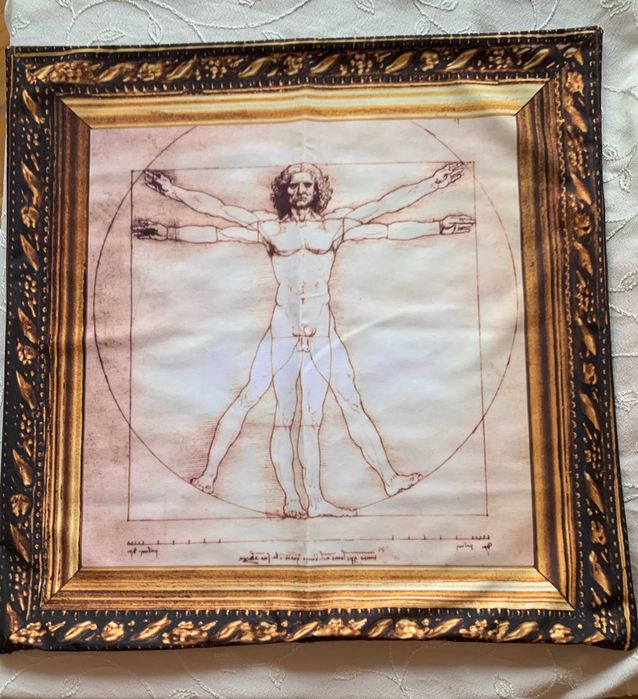 Декоративна калъфка за възглавница Витрувиански човек, 60х60 см, с цип