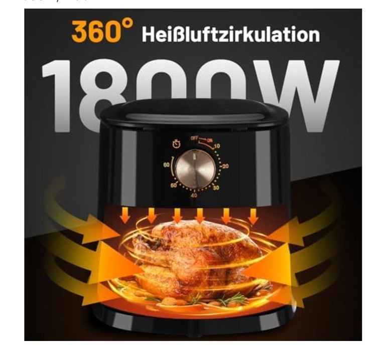 Air flyer Oyajia Friteuză cu aer cald de 5,5 l cu buton rotativ