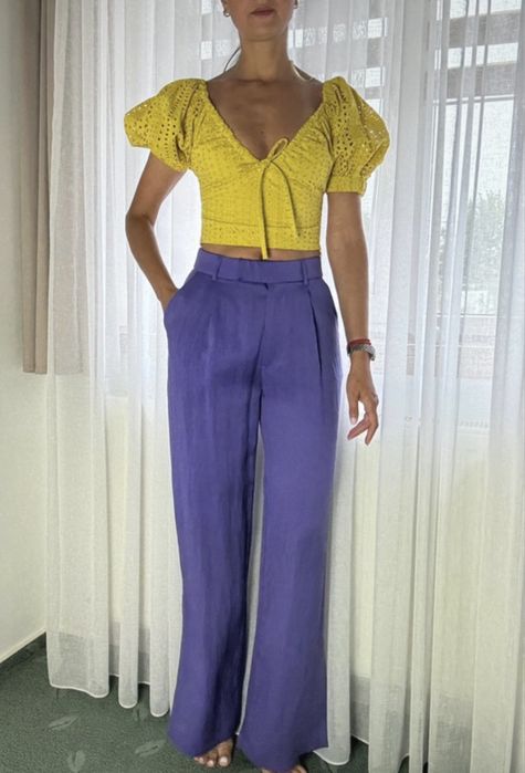 Pantaloni lejeri  zara - marimea xs , culoare mov
