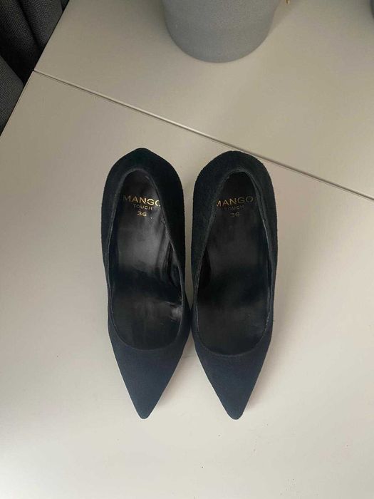 Pantofi eleganți din piele întoarsă negri MANGO - mărimea 36