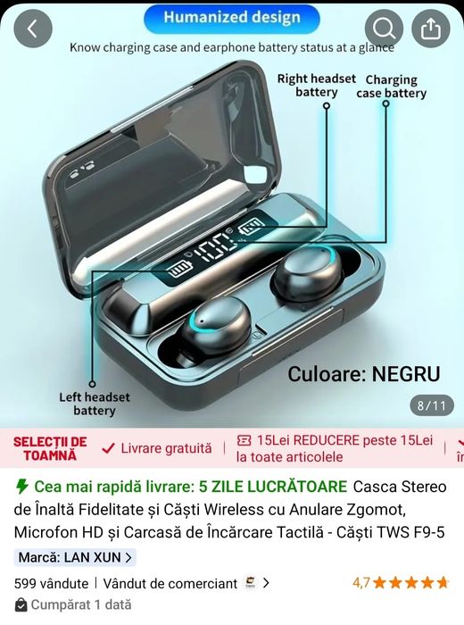 Casti stereo, wireless.Noi, sigilate!