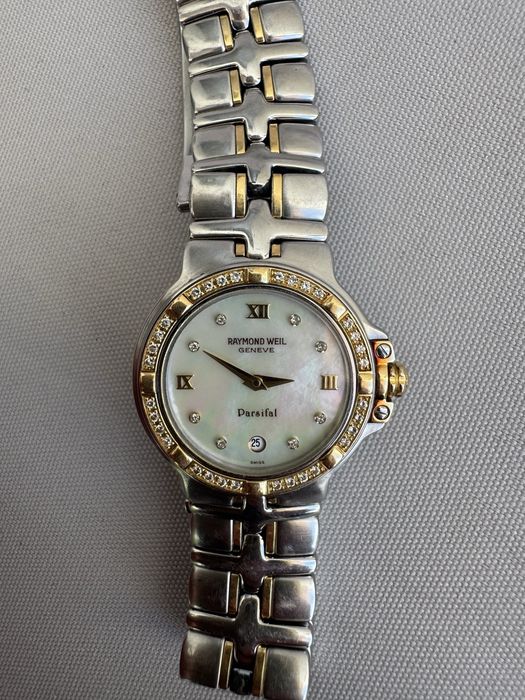 Aur 18 k, diamante si otel-ceas de dama