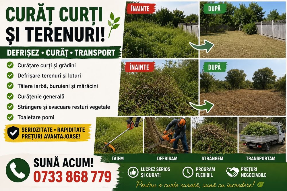Curat curți și terenuri București, Giurgiu și împrejurimi!