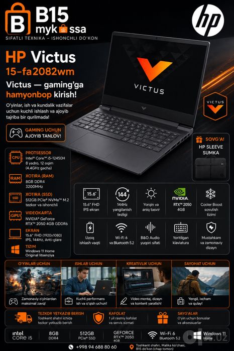 HP Victus 15 144Hz / i5-13420H / RTX 4050 / 16GB / Win 11