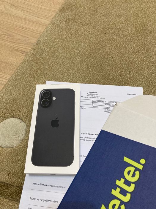 IPHONE 16 128GB black нов запечатан 36 м. гаранция Yettel