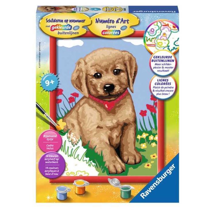 Kit pictura pe numere Ravensburger câinele micul prieten, 14 Culori