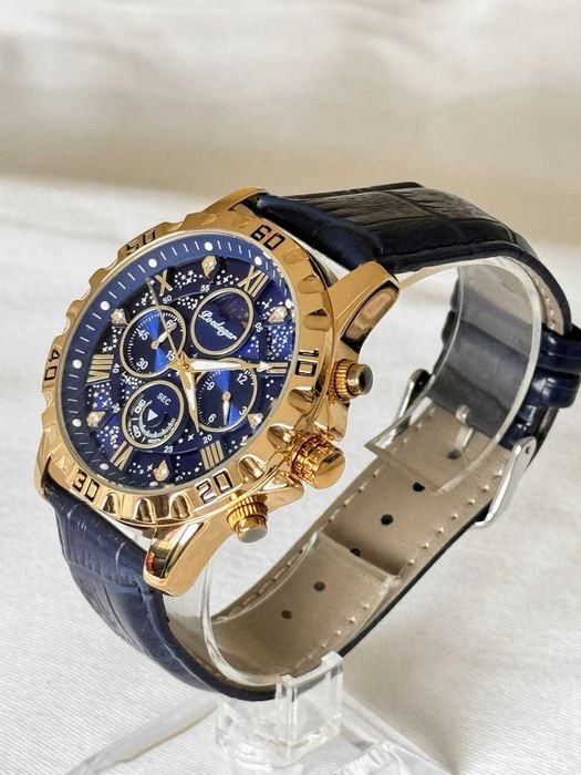 Мъжки часовник POEDAGAR – кварцов, хронограф, водоустойчив златист син