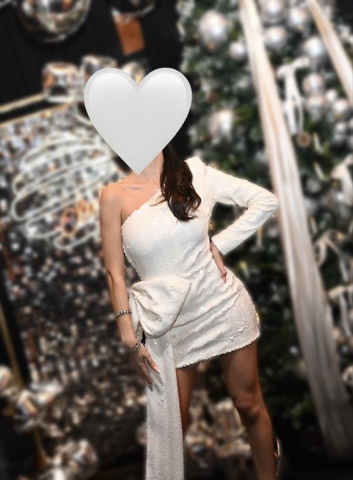 Бяла паетена рокля Nadine Merabi 2023