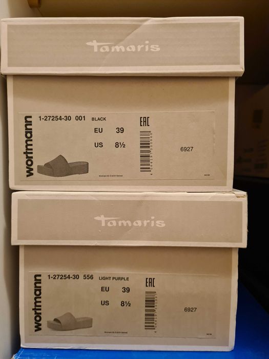 Намалени! Нови Tamaris чехли ест. кожа 39н с кутия