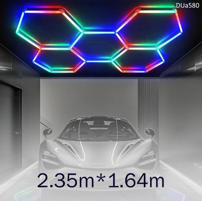 Kit 5 Hexagon RGBW Symphony Iluminat Garaj Detailing Service Frizerie
