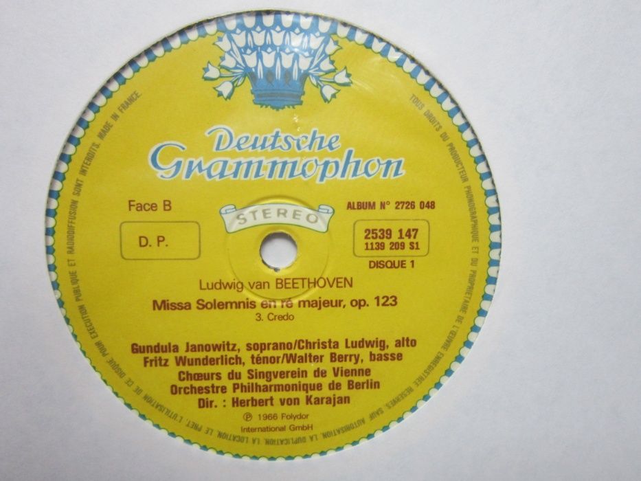 vinil 2xLP Beethoven ‎Missa Solemnis Karajan, made in France 1966