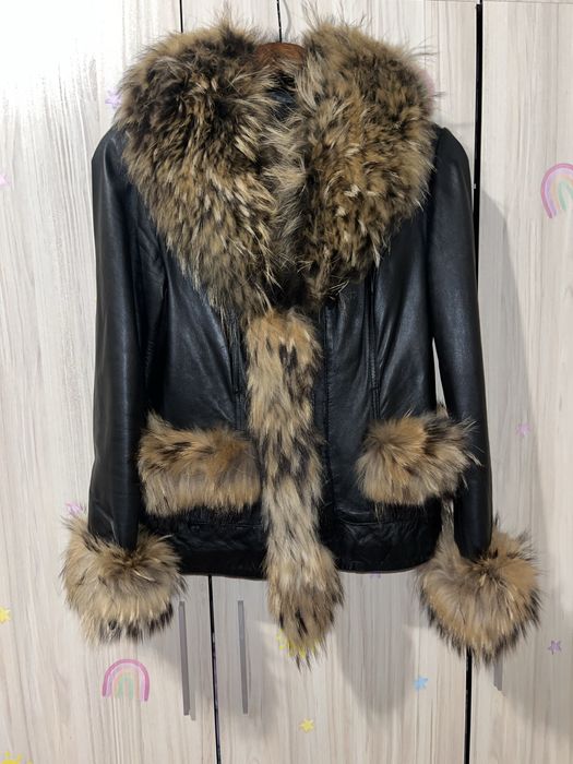 Дамско яке естествена кожа и яка от лисица