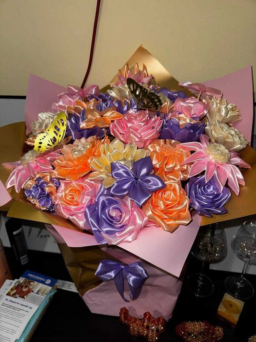 buchet de panglici de satin