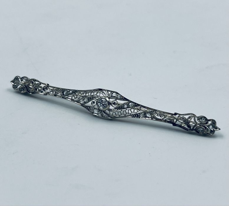 Златна винтидж брожка 18к злато с диаманти