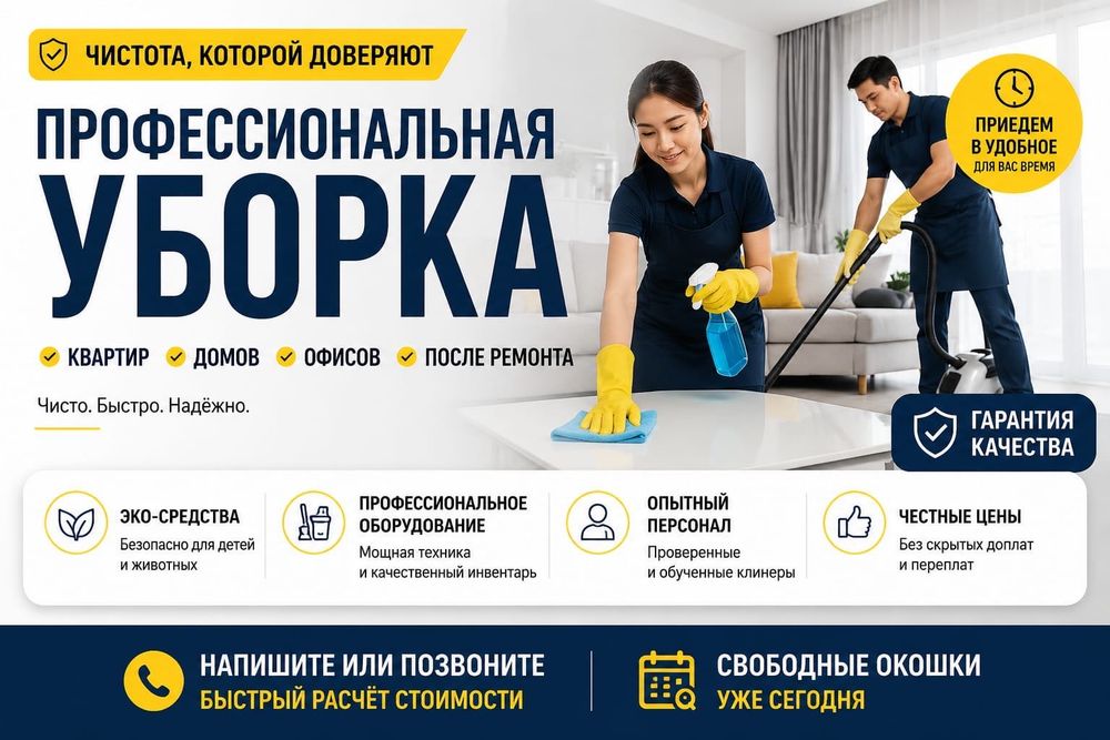 Профессиональная уборка домов, квартир