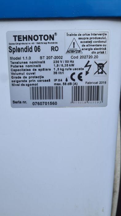 Mașină de spălat Tehnoton Semiautomată cu încălzitor