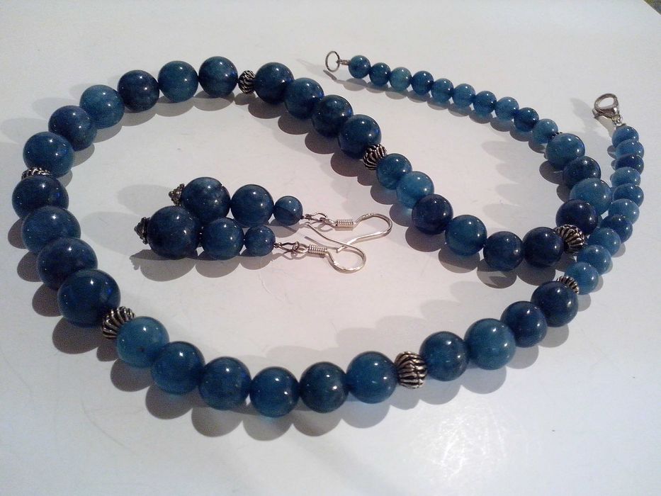 set argint si pietre naturale,apatit albastru,clasic,elegant