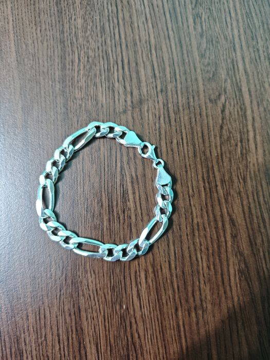 Масивен мъжки сребърен комплект синджир и гривна 925 проба,126грама