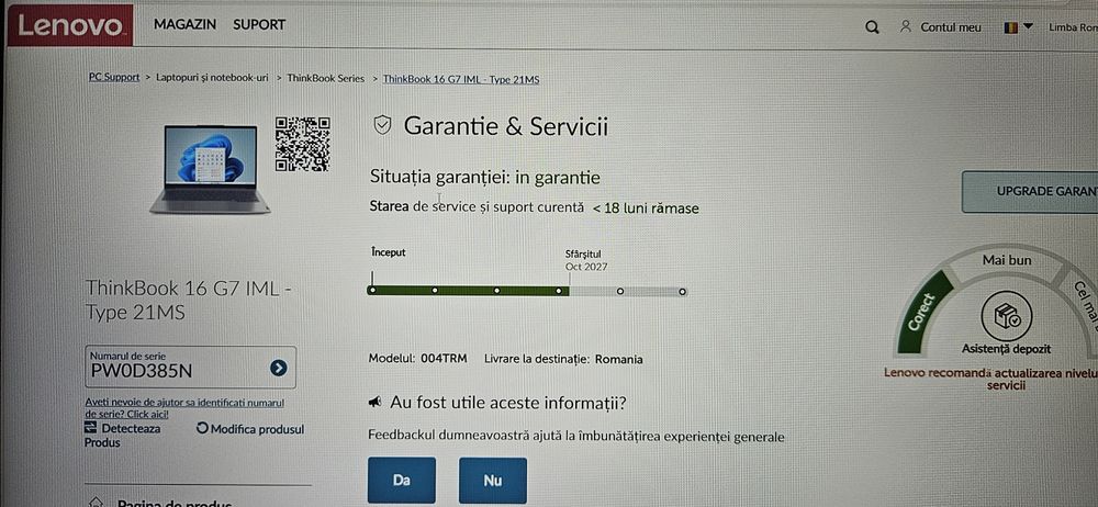 Lenovo Thinkbook garanție 18 luni