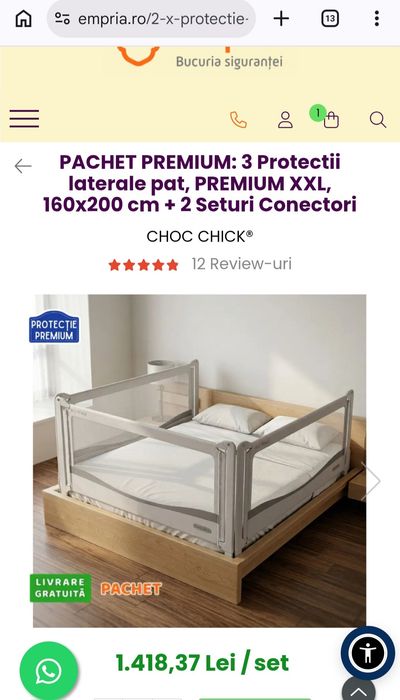Protectii laterale pat xxl 160x200 cm