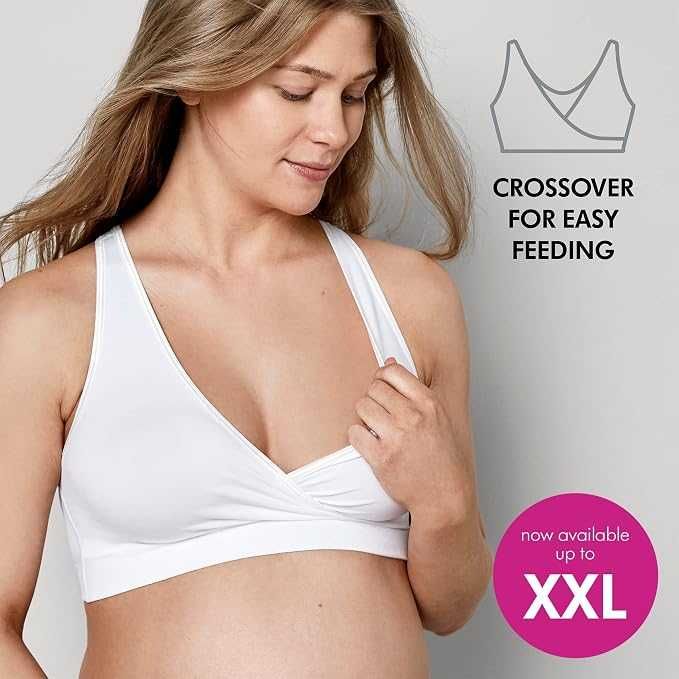 MEDELA Keep Cool Sleep – Безшевен сутиен за бременност и кърмене, бял, размер XL