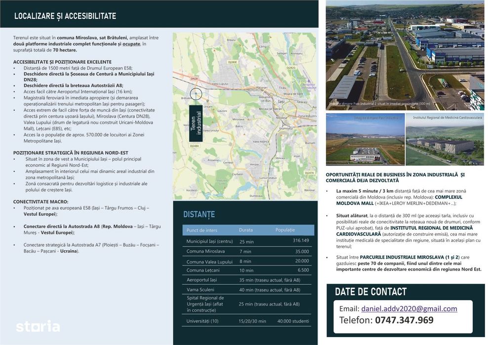 De Vânzare – Teren Industrial Intravilan, Miroslava – Iași