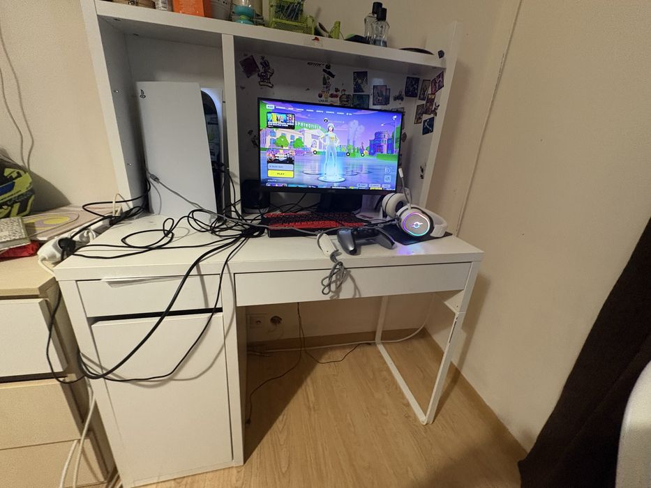 Birou 105/50 cm  -2 buc - alb si maro