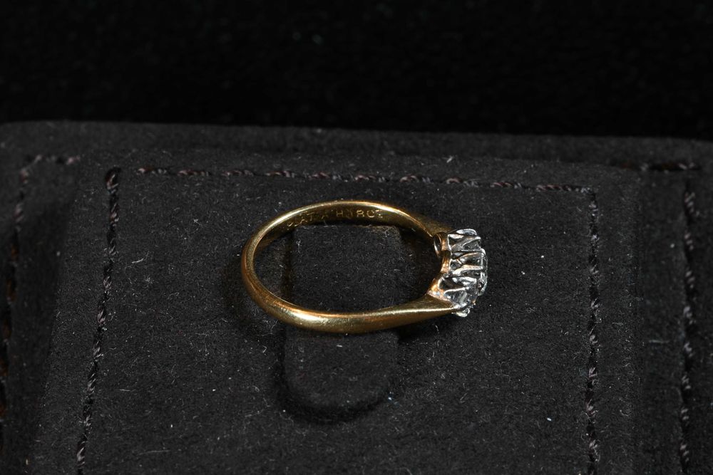 Пръстен Злато 750 и Платина с 3 Диаманта 0.30 карата Размер 50