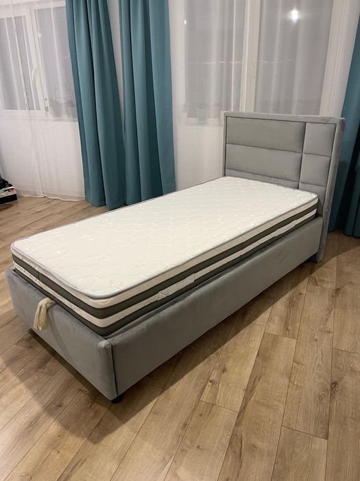 Pat tapitat  Amigo (Ambianta) 1 persoana 90x200 cu lada