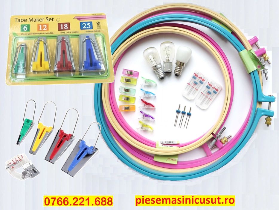 Set 3 Ace duble | Gherghef 20 25 cm | Bec Becuri | Cleme croit | Set formare banda bie bias bentita - Ileana Singer Brother Minerva Monica Nicoleta