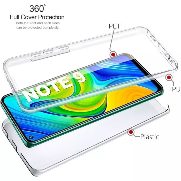 Прозрачен 360 Градуса Кейс за Xiaomi Redmi Note 9 Pro / Note 9 / 9S