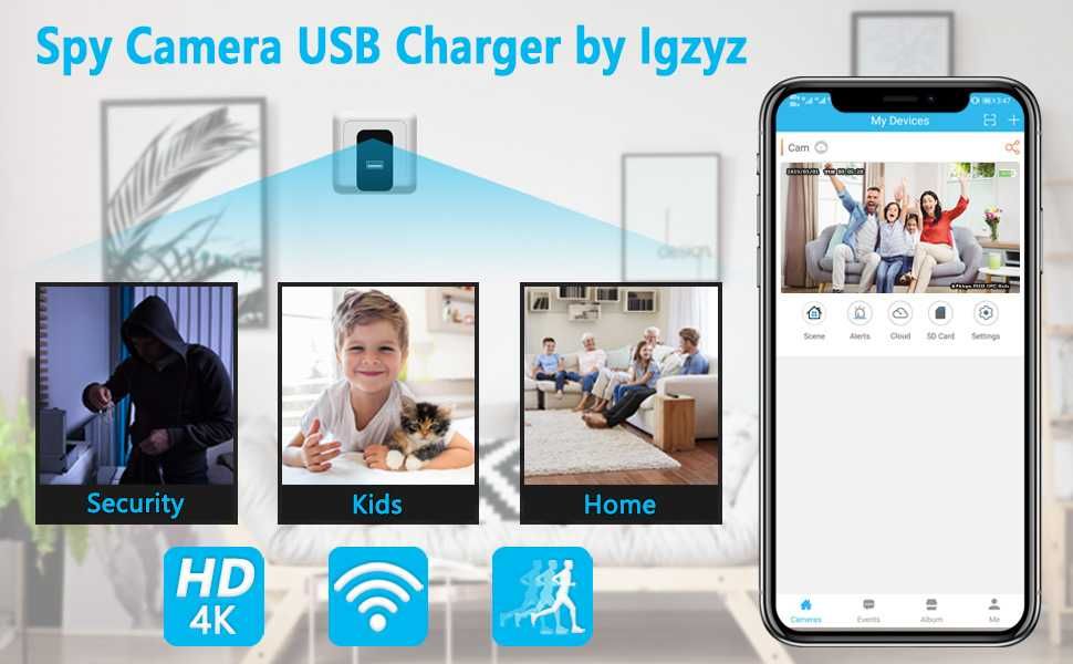 Скрита камера в зарядно с WiFi директно наблюдение и запис от Igzyz