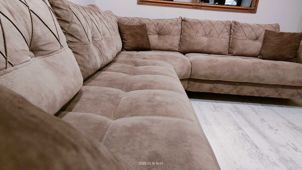 Ъглов двоен разтегателен диван