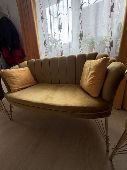 Canepa cu doua scaune,culoare galben