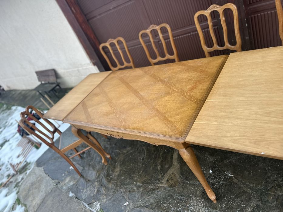 Разтегателна трапезна маса + 6 стола