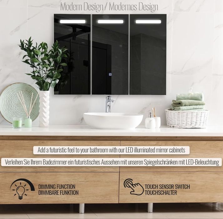 Огледално шкафче за баня Aquamarin® с LED осветление