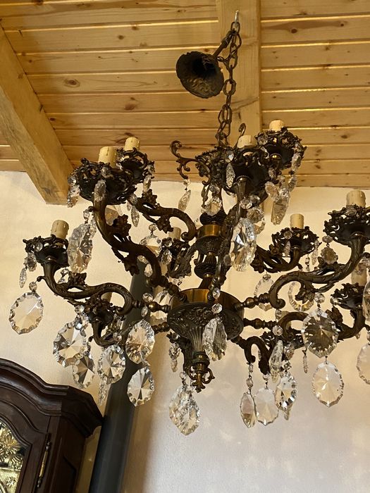 Candelabru bronz/cristal