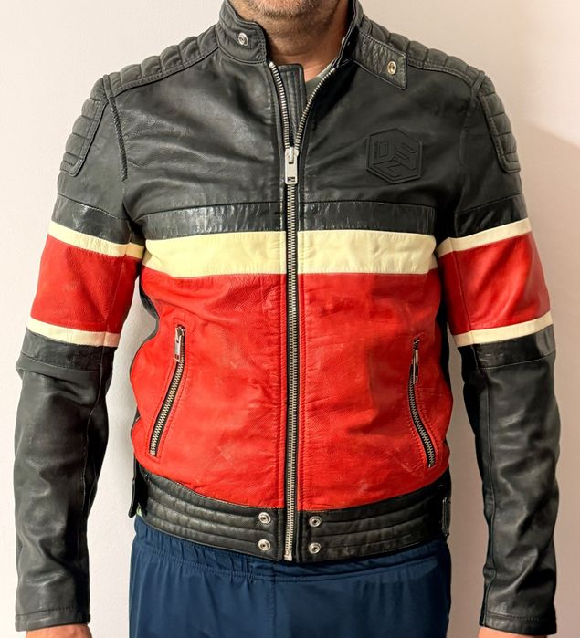 Geaca piele naturala Diesel moto biker marimea L