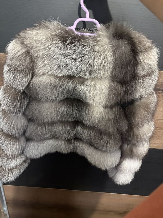 Haina scurtă din blană naturală de vulpe argintie (silver fox), absolut NOUĂ, nepurtată