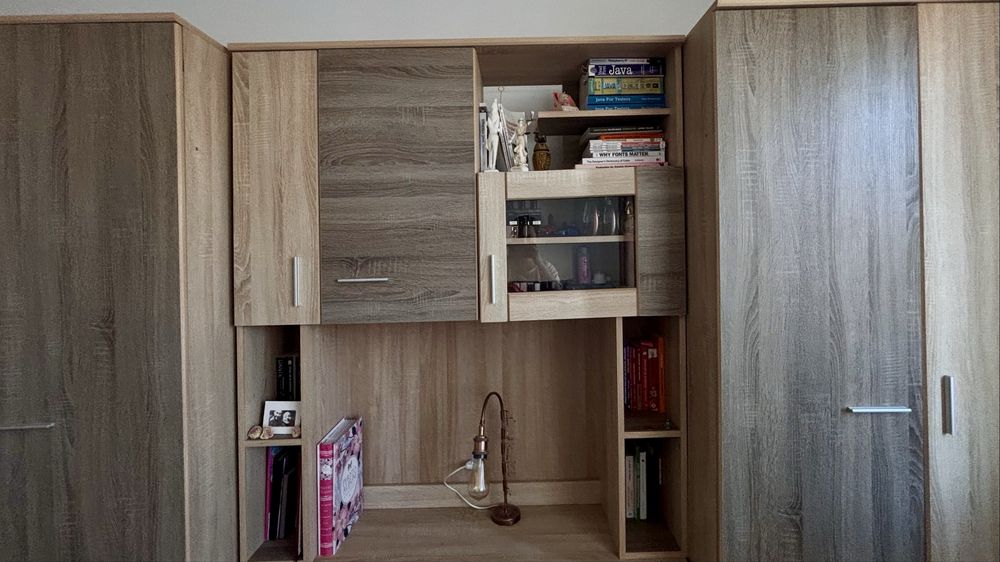 Mobilă modulară pentru camera/sufragerie - dulapuri + biblioteca + comoda TV