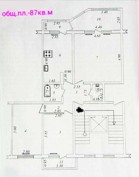 Осиё  Ц-6 Налоговая   3х//6/9   87м2-Площадь
