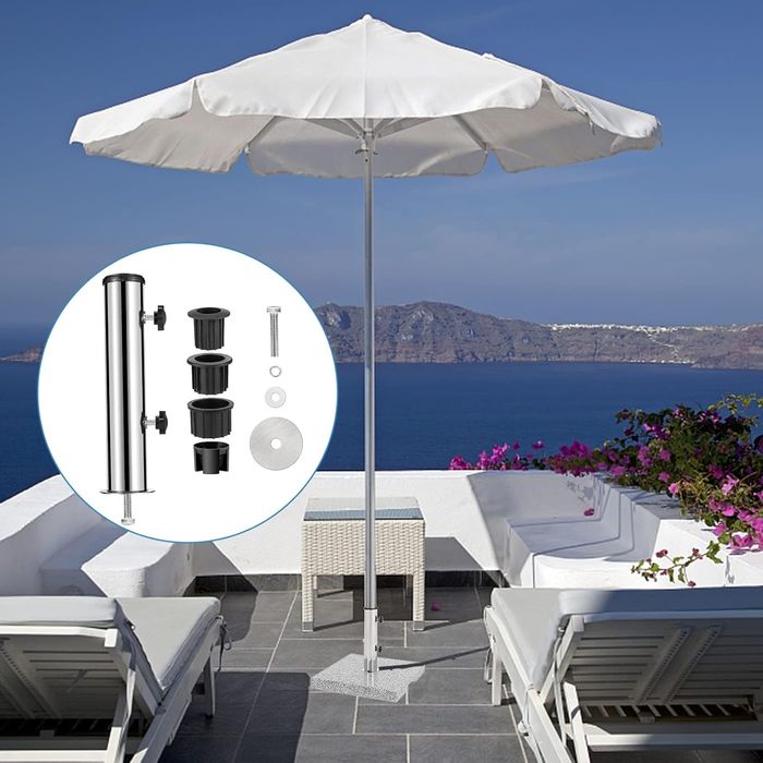 Универсална стойка за чадър от неръждаема стомана с адаптери