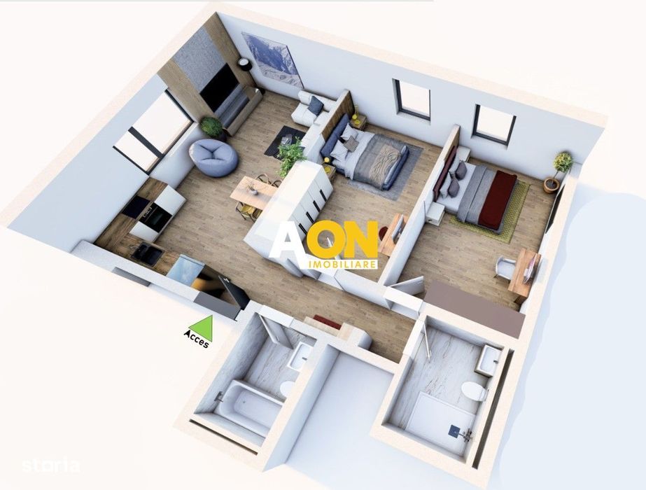 Apartament premium cu 3 camere, 2 bai, parter inalt, Cetate