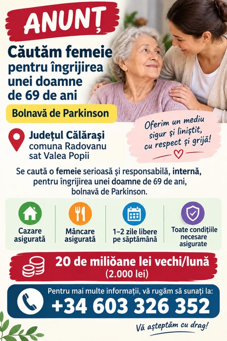 Caut femeie pentru ingrijire