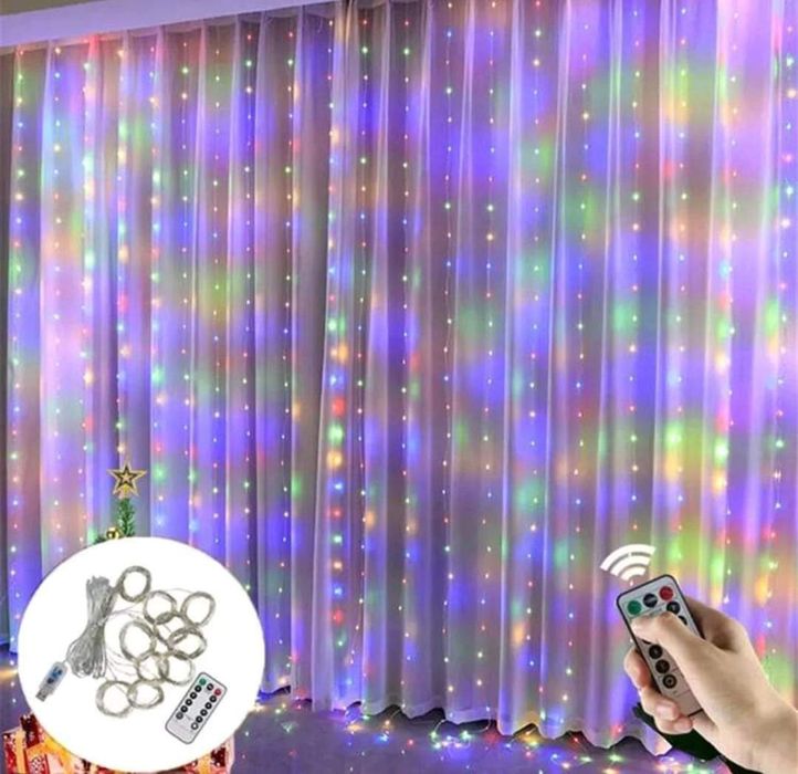 Ghirlanda multicoloră luminoasă cu telecomandă